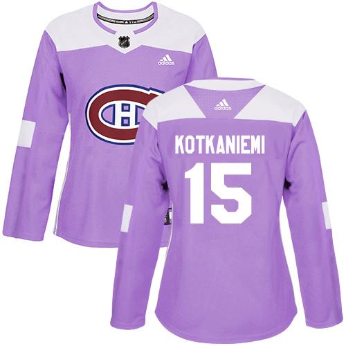 Adidas Canadiens #15 Jesperi Kotkaniemi Purple Authentic Fights Cancer Women's Stitched NHL Jersey